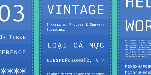 1403 Vintage Mono Pro typeface specimen site